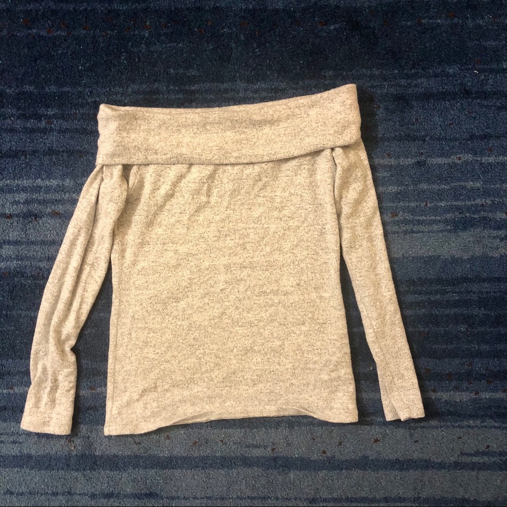 Acemi Off The Shoulder Long Sleeve Sweater